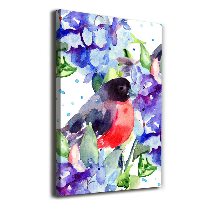 Birds And Flowers - Wrapped Canvas Print