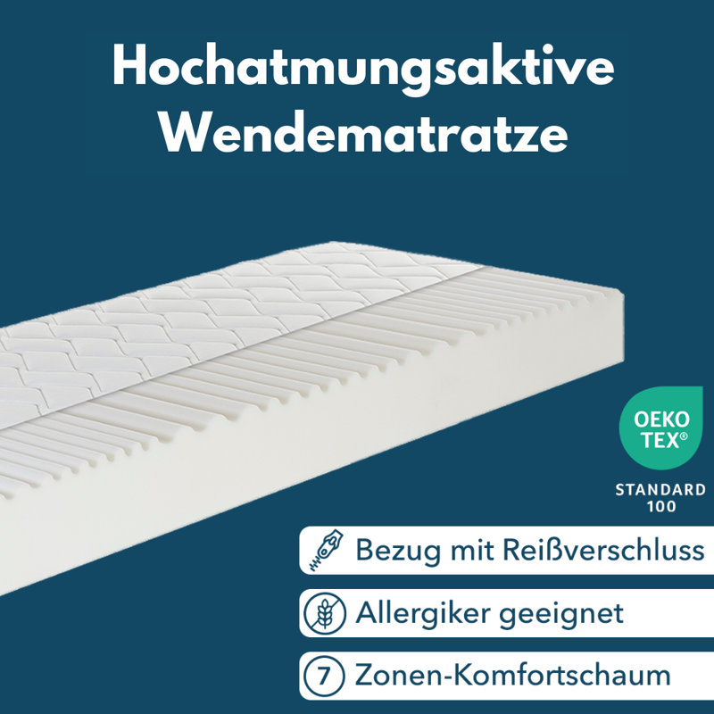 Mit Schaumstoffmatratze, European Double (140 x 200cm), H2 - up to 80 kg