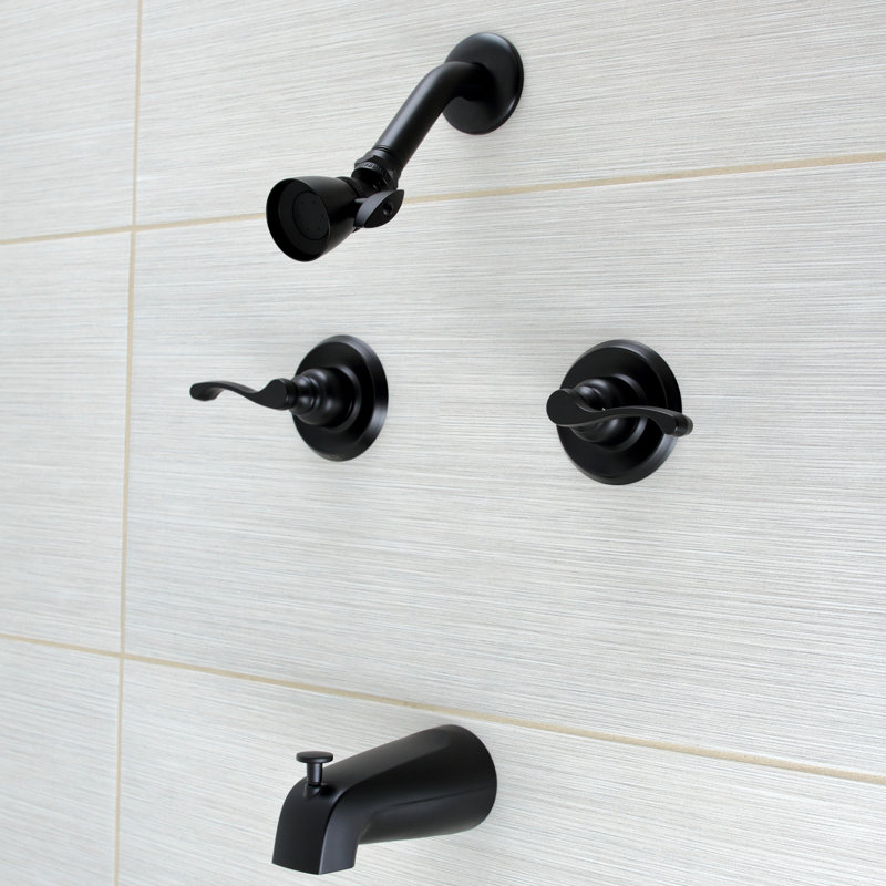 Kingston Brass Royal Double-Handle Tub and Shower Faucet, Matte Black