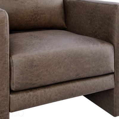 Espresso Faux Leather Upholstered Arm Chair
