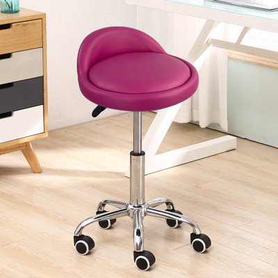 Tabouret de laboratoire rond réglable en hauteur en similicuir avec repose-pieds