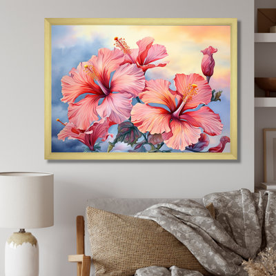 Hibiscus corail sur la plage II - reproduction sur toile