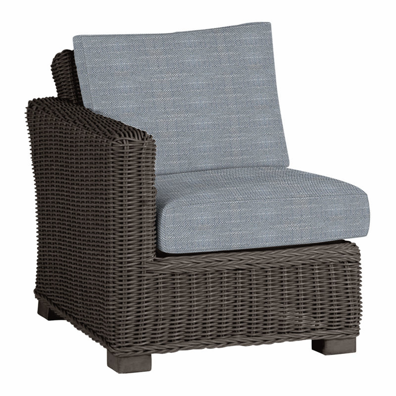 Canapé modulaire rustique tissé à gauche - Noyer noir, InsideOut® Rollo ‑ lin Chambray, Pas de soudure, Noyer noir