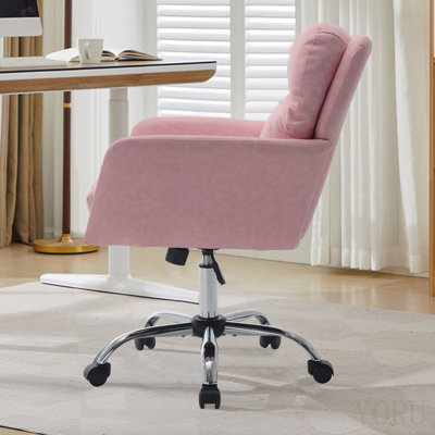 Artificial Leather, Pu Leather, Black Base, Adjustable In Height, Suitable For Office, Bedroom, Dressing Table And Other Environments. An Office Chair. Pink