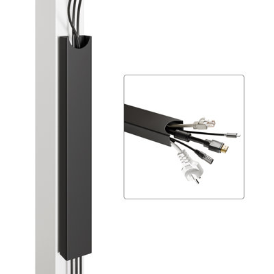 Goulotte magnétique Desktronic pour la gestion des câbles – Système de rangement de câbles en acier sans perçage pour bureaux assis-debout à structure métallique, noir
