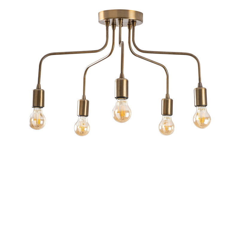 Lustre rétro Vintage Glam, 23,2 po x 23,2 po x 13,8 po | 5 x douilles E27 (40 W maximum) | Conception élégante, indice de protection IP20 | Parfait pour la salle à manger, le salon et le vestibule | Corps en métal durable, finition rétro classique