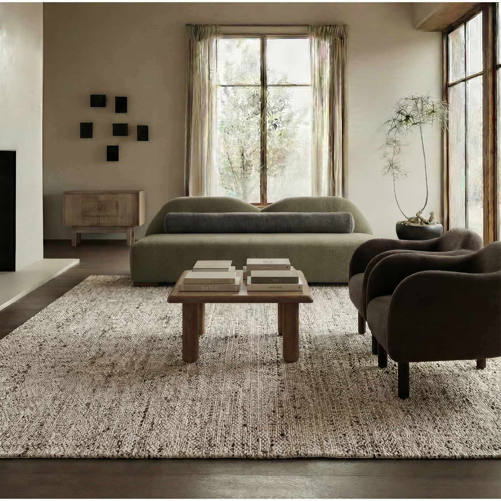 Elya Gray Hand-Woven Wool Rug, Rectangle 5' x 8'