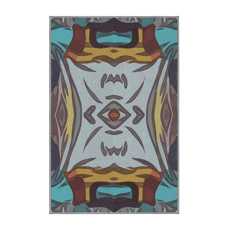 Tapis à motifs bleu / rouge / jaune, Tapis de couloir 2 pi x 5 pi