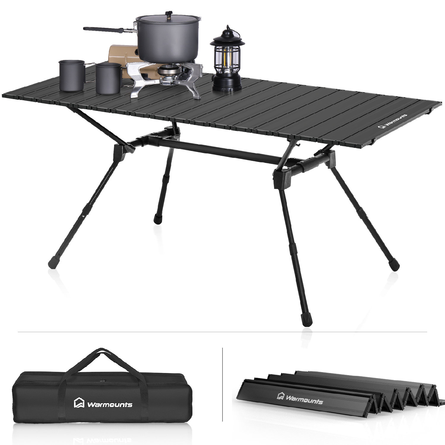 KING DO WAY Folding Camping Table Adjustable Heights, Portable Aluminum