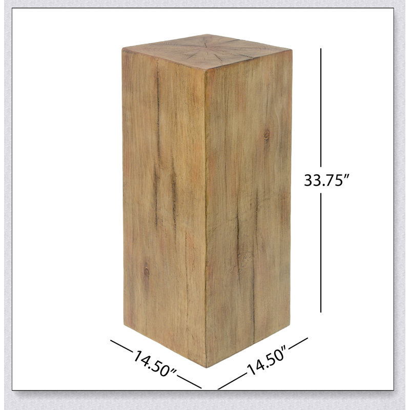 Table de bout en bois à colonne carrée MGO H33,75, finition vieillie pour l'intérieur et l'extérieur