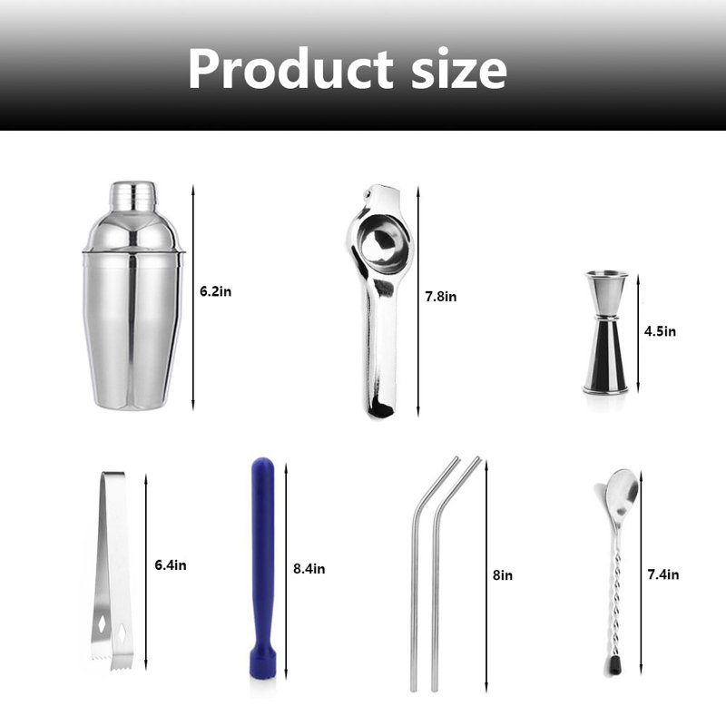 9 Piece Bartender Kit - Bar Tool Set Cocktail Shaker Set Portable Bar Professional Tool Set