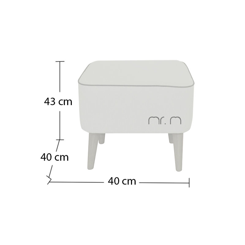 Mr. M 40cm Wide Square Solid Colour Standard Ottoman, Cream/Black