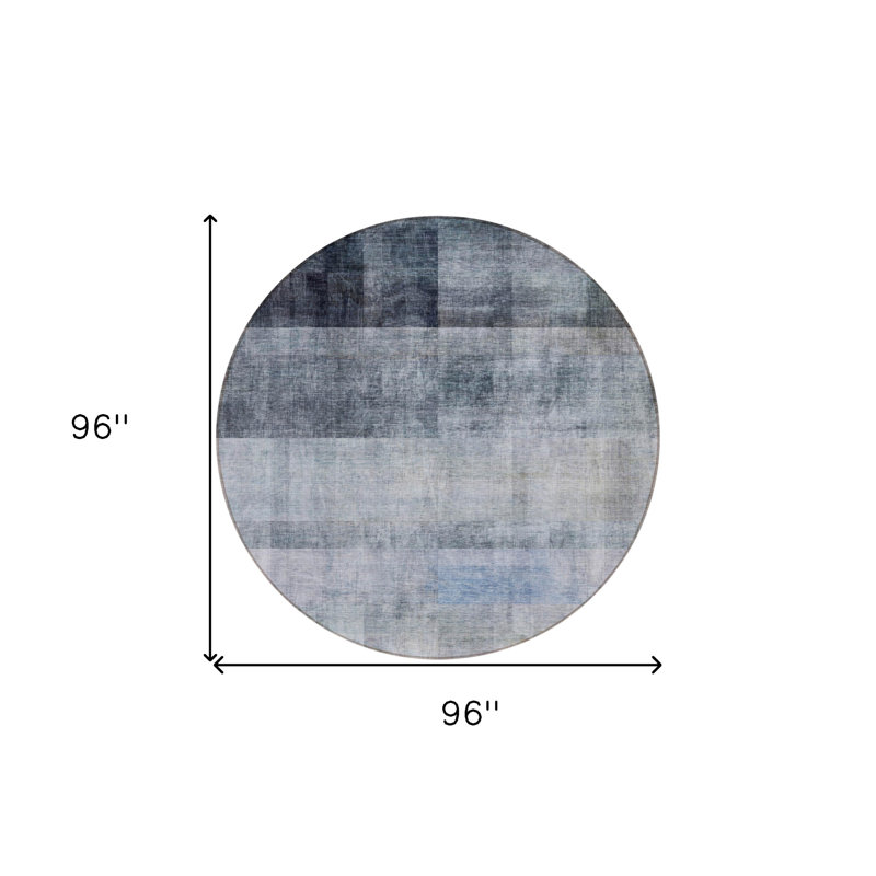 Tapis extérieur rond lavable antidérapant 8 pi bleu marine et gris rond