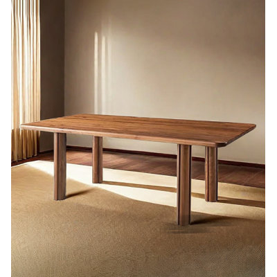 Rectangular solid wood dining table in Nordic retro style