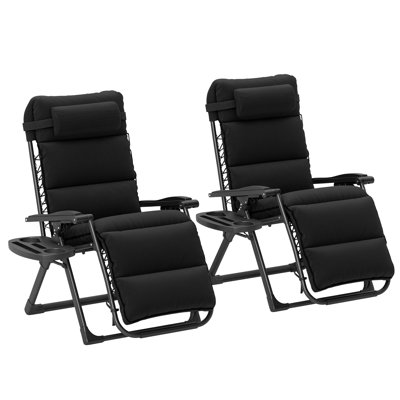 Zero Gravity Chairs Set of 2, Reclining Folding Zero Gravity Lounge Chair, Outdoor Lounge Chairs with Removable Cushion, Headrest, and Cup Phone Holde by Arlmont & Co.