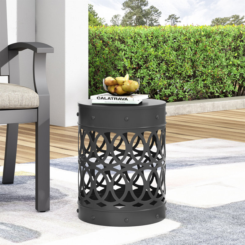 Table de bout d'extérieur en métal - Grand, Noir