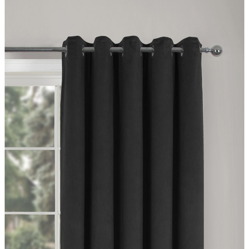 Rohena Velvet Room Darkening Curtain Pair, 165cm Width x 183cm Drop