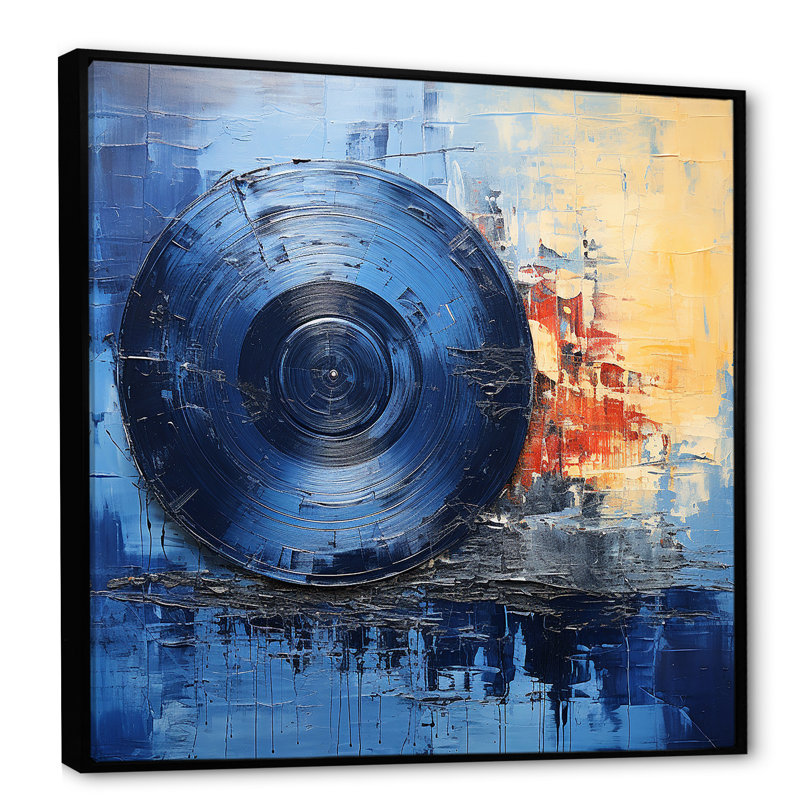 «Blue and Gold», Vinyle, Cadre flottant noir, H 16 po x l 16 po x P 1 po