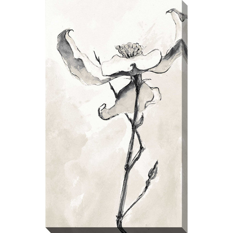 Récolte taupe solitaire Dogwood IV - peinture, L 18 po x H 30 po, Toile tendue
