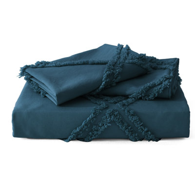 Solayne Boho Tufted Duvet Cover Set – Textured Geometric Pattern, Corner Ties & Zipper Closure