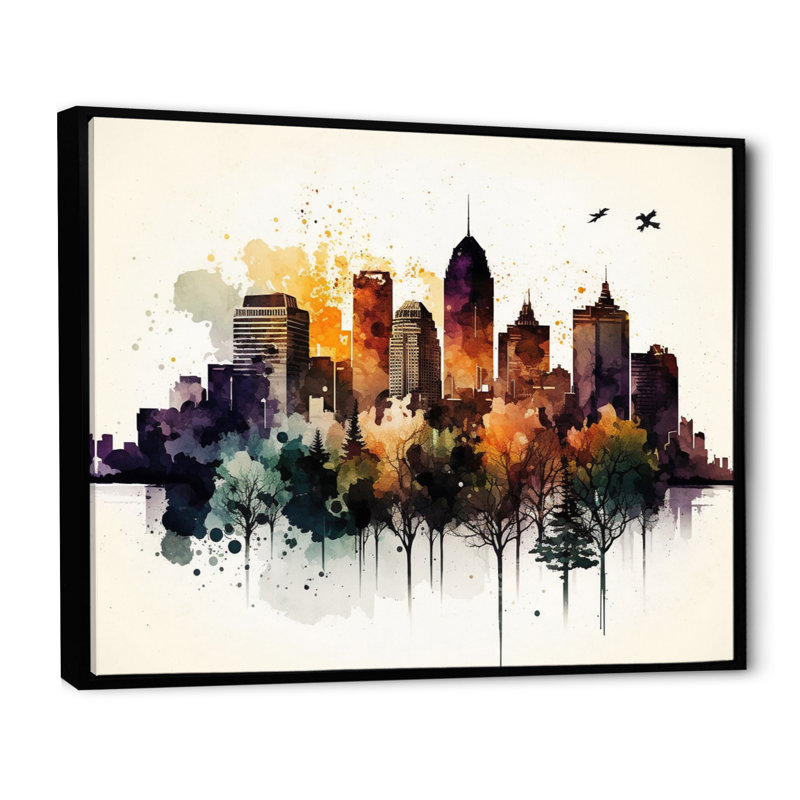 Montréal en automne I - reproduction sur toile, H 12 po x l 20 po x P 1 po, Toile avec cadre flottant noir