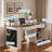 Farmhouse Office Desk With Storage Cabinet, Charging Station, Barn Door Design, Keyboard Tray, Monitor Stand And Pegboard-2123775105