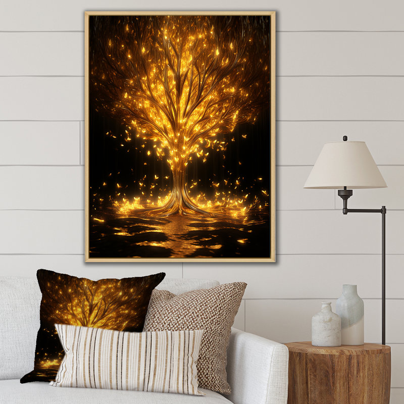 Golden Tree Of Bliss, H 20 po x l 12 po x P 1 po, Cadre naturel flottant