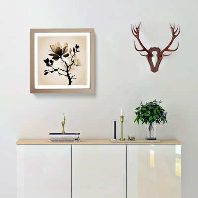 Magnolia Flower Silhouette - Framed Print