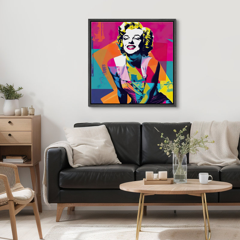 Pop Pop Street, Marilyn Monroe, Graffiti, H 24 po x l 24 po, Cadre noir
