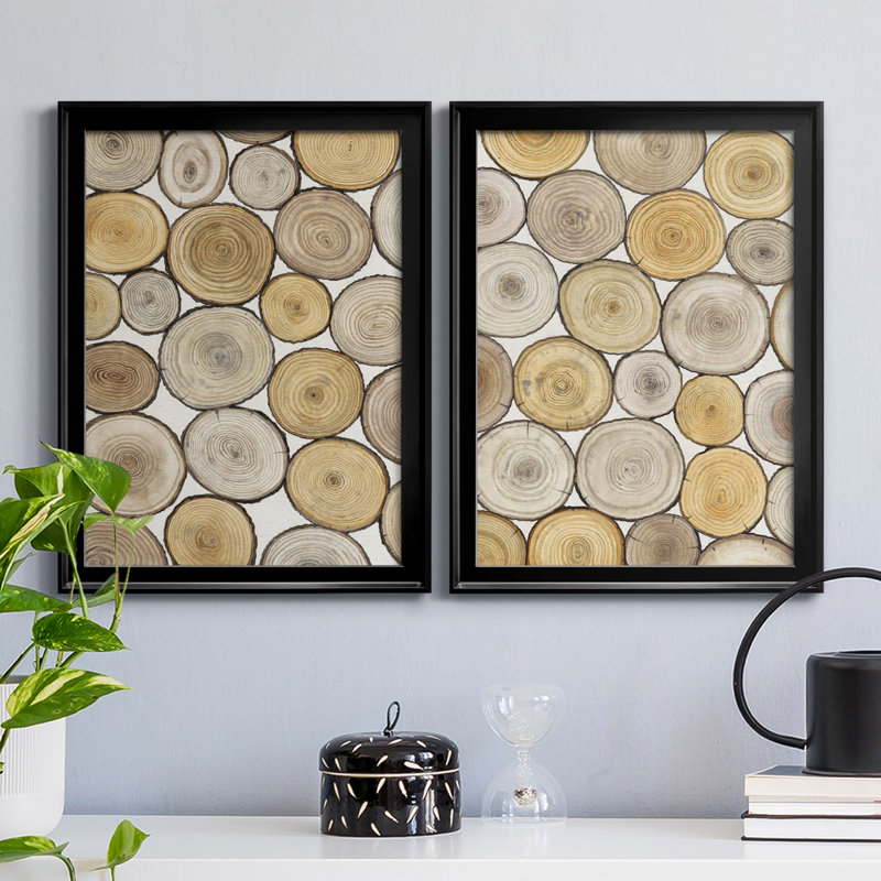Tree Ring Study I - Ensemble de 2 impressions sur toile encadrées, H 30,5 po x l 22,5 po x P 1,25 po, Cadre noir