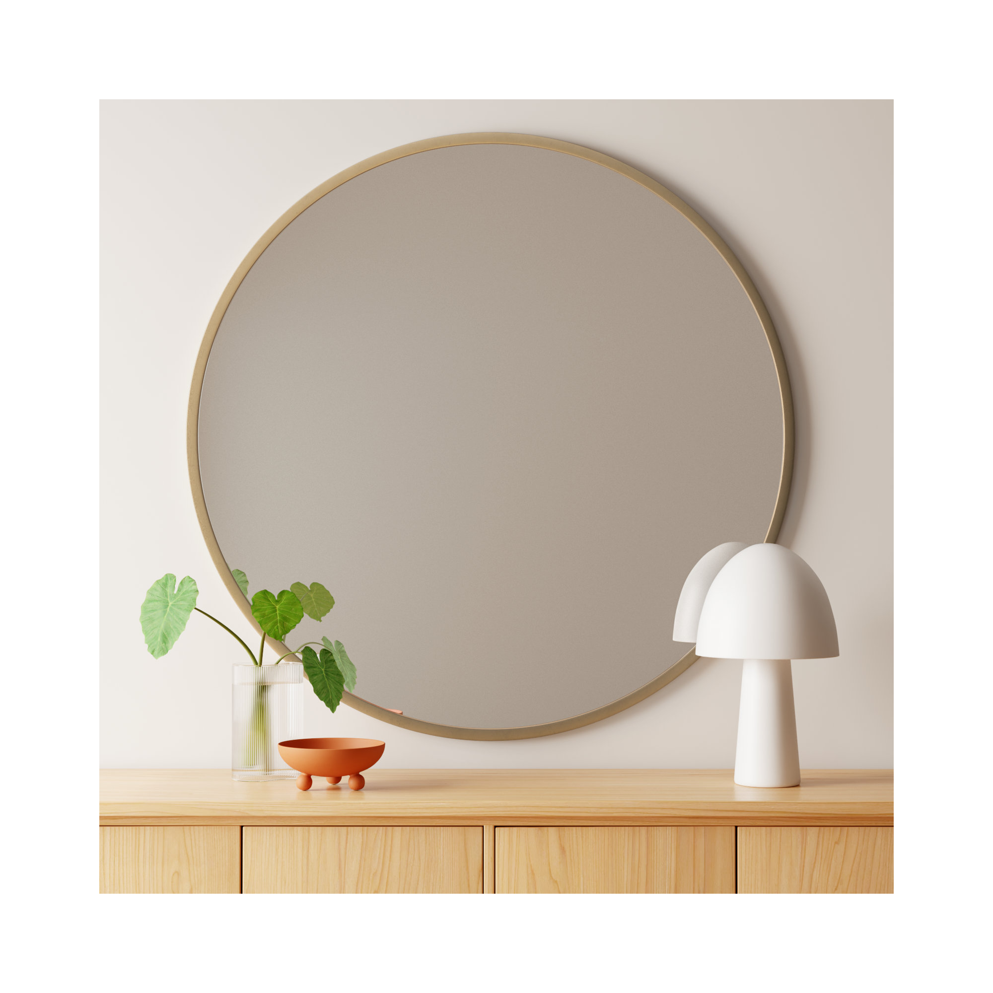 Sabine Metal Round Wall Mirror, 48" x 48", Brass