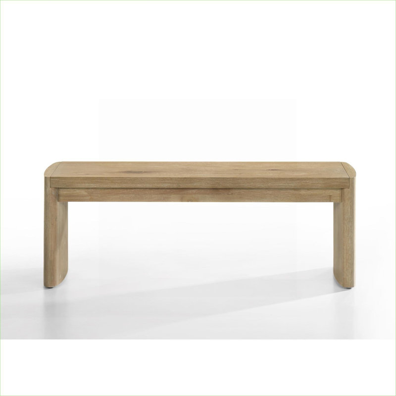 2-seat 50.5 inch wide dining bench, compact solid wood oak finish for dining and end of bed use