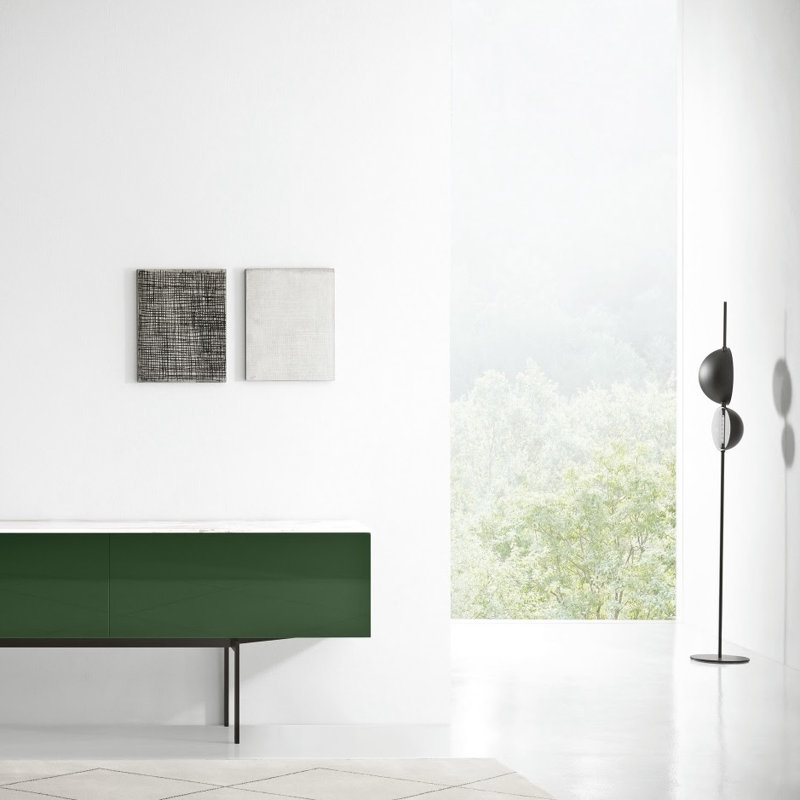 Superluna LED Floor Lamp, Matt Black, Anodic Brass
