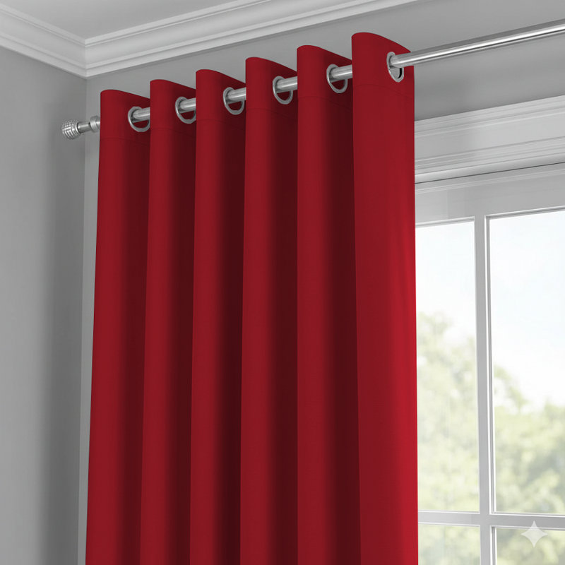 Jeffro Thermal Blackout Eyelet Curtains – Room Darkening Pair for Bedroom & Living Room, 167.64cm Width x 137.16cm Drop, Red