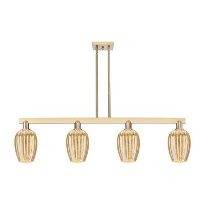 Hailsham - 4 Light Flute Shade Stem Hung Island Light