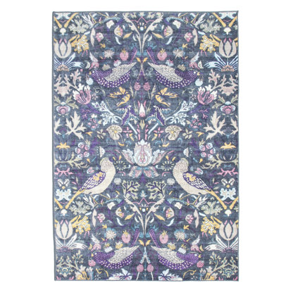 Gray Birds Premium 1/4" Pile Ultra Soft Non-Slip Padded Backing Rug