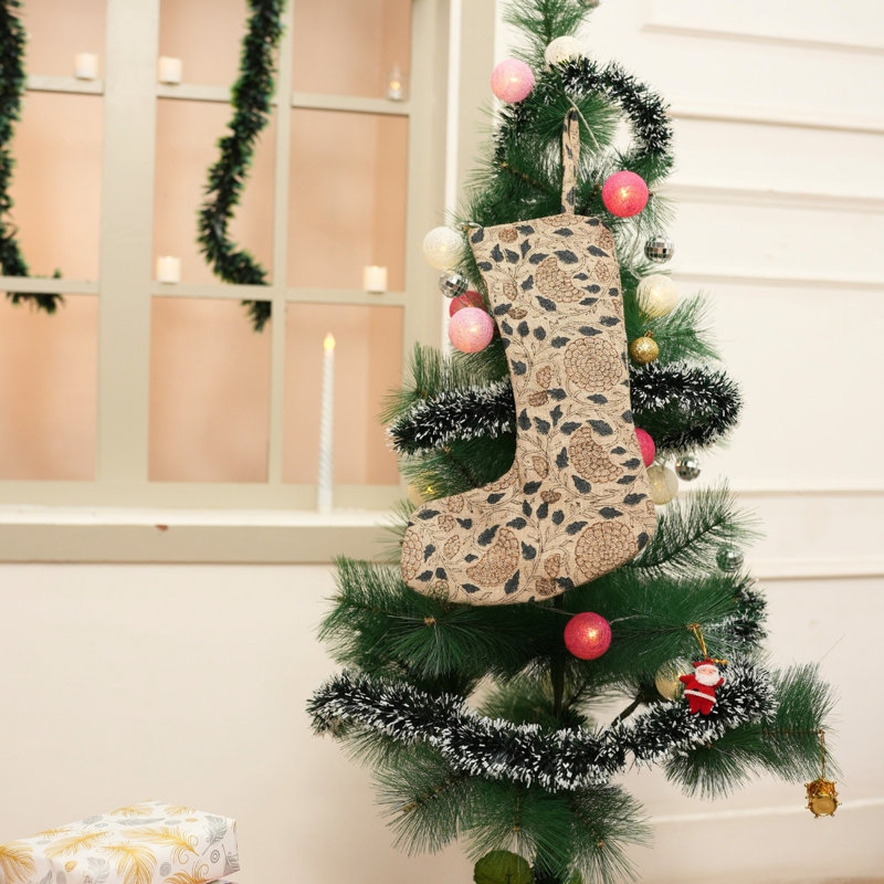 Chaussette de Noël à imprimé artisanal Fabhibine, H 10 po x l 4,5 po