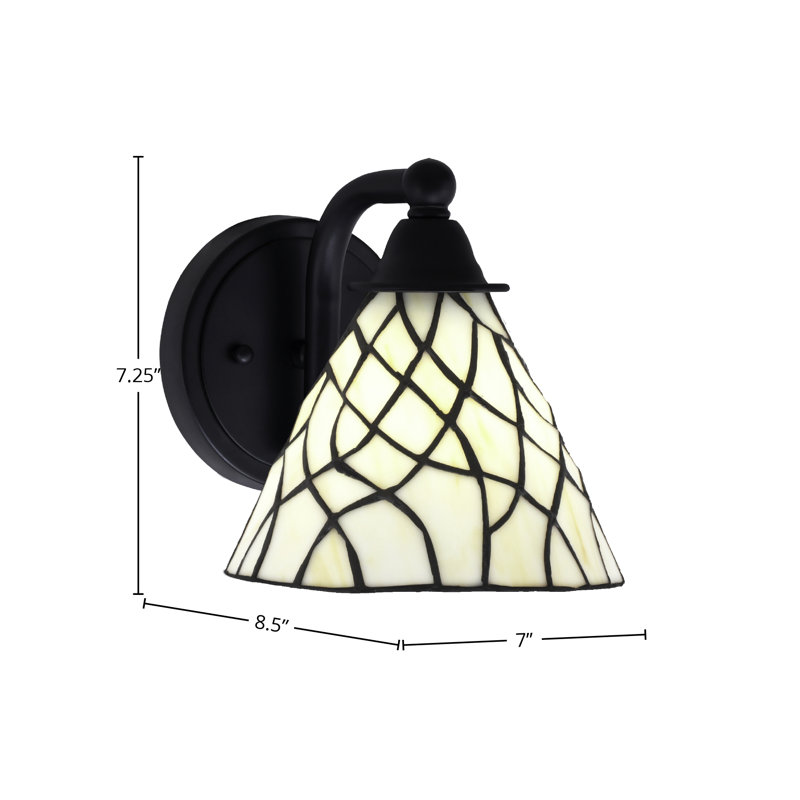 Applique murale Paramount, fini noir mat avec verre d'art Sandhill de 7 po