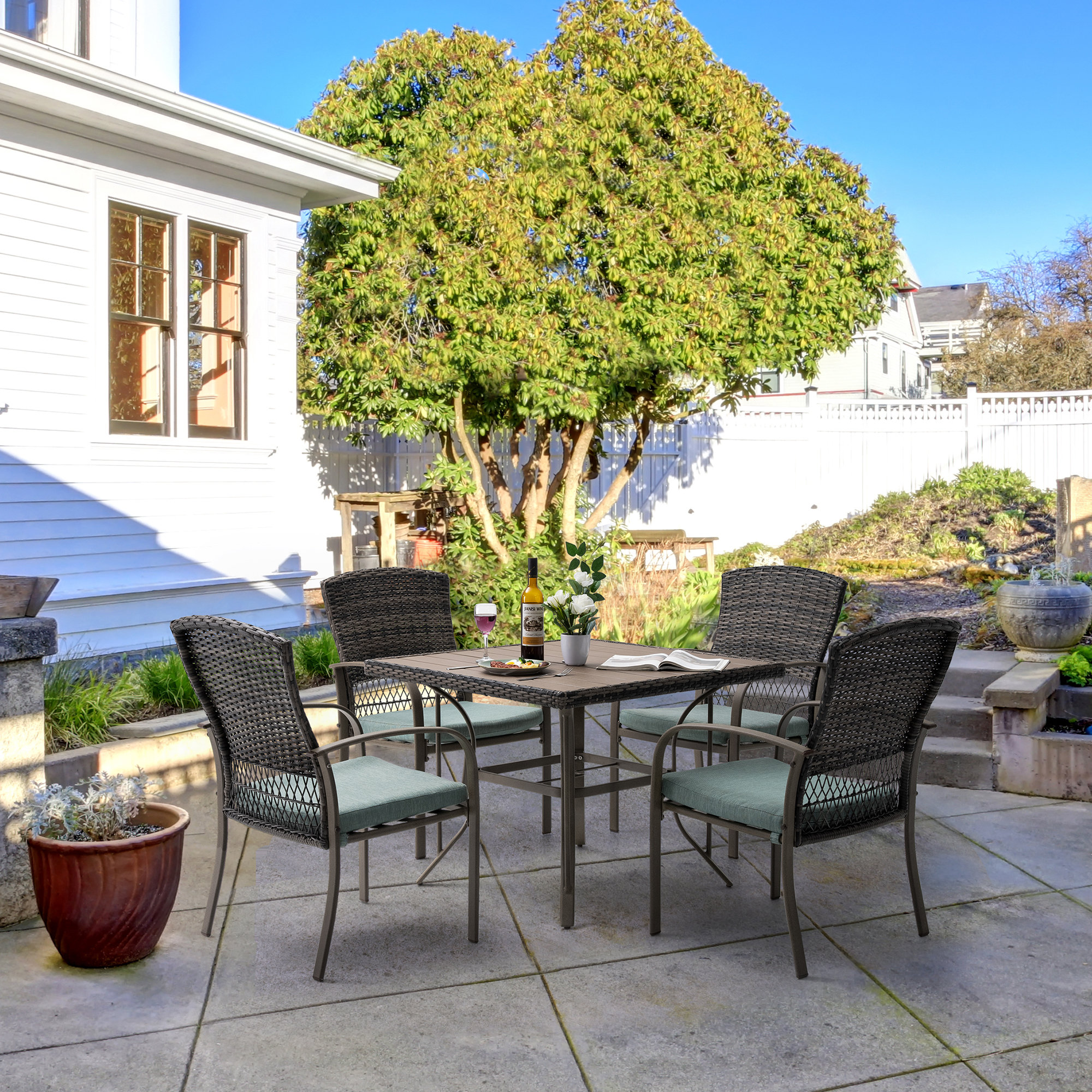 Wildon Home® Wabbaseka 4 Person Square Outdoor Dining Set with