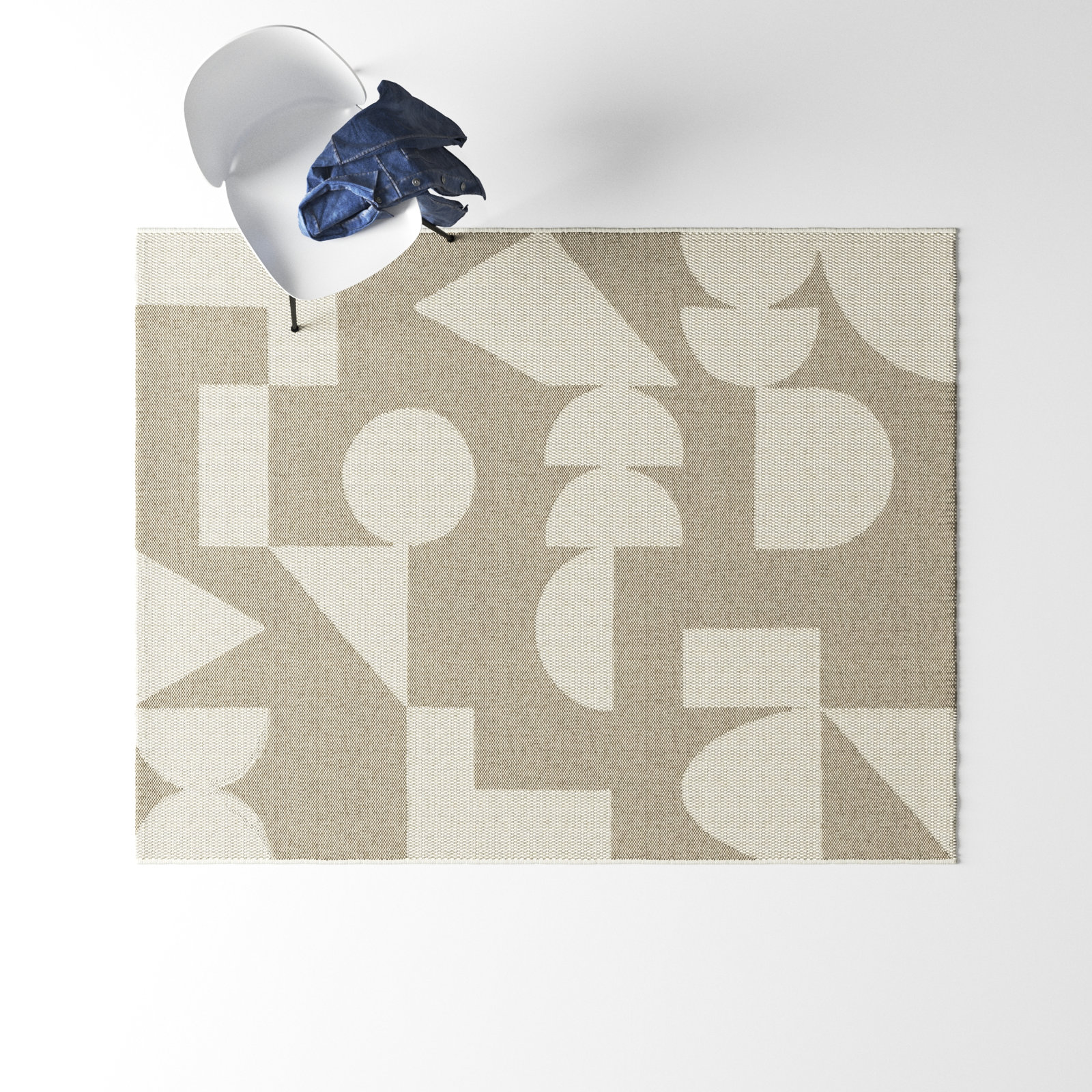 Vela Beige Indoor/Outdoor Rug, Rectangle 5'3" x 7'