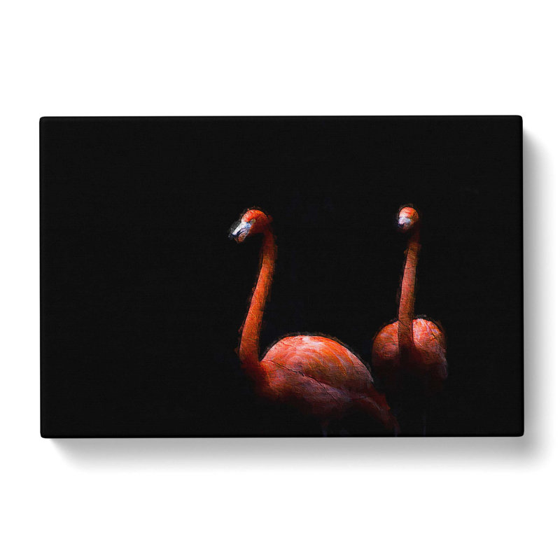 Pink Flamingos - Wrapped Canvas Painting Print, 35cm H x 50cm W x 3cm D