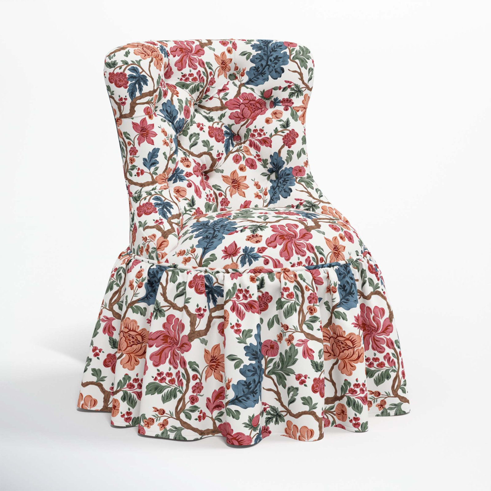 Minnie Upholstered Side Chair, Blockprint Multi
