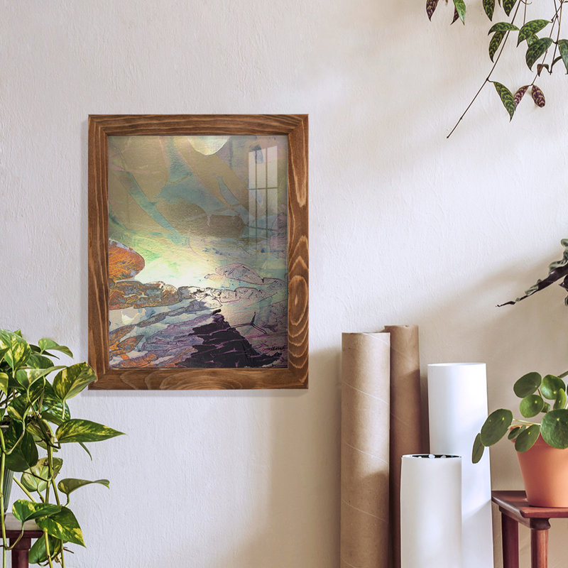 Paysage de Monet, impression encadrée sur papier, H 11 po x l 9 po x P 1 po, Noyer