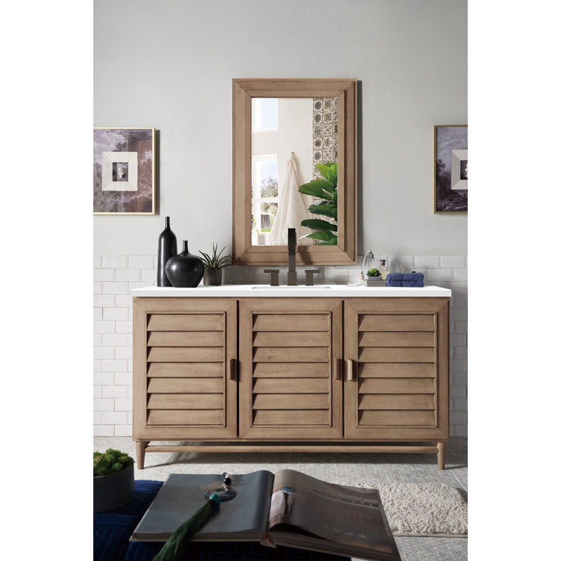 Portland 60'' W Single Vanity, White Zeus, Widespread