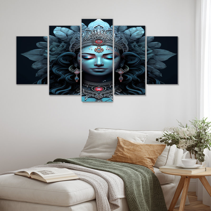 «Blue Shiva Compassion - Hinduism», ensemble d'art mural 5 pièces