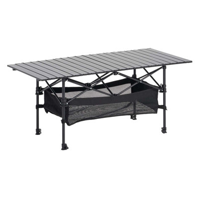 Table de camping pliante 47 po en aluminium noir avec sac de transport