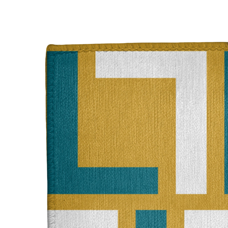 Tapis géométrique jaune / vert / blanc, Rectangle 9 pi x 12 pi