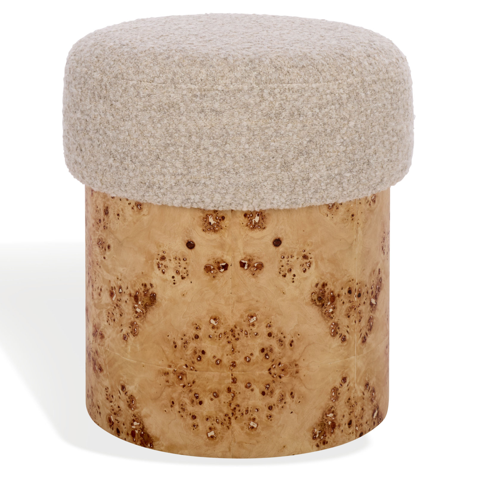  Cooper 16" Burl Ottoman, Light Gray Boucle
