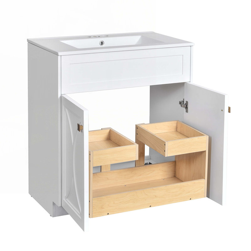 Meuble-lavabo 30 po avec lavabo en céramique, Blanc