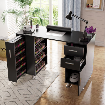 Aldgate Manicure Table Nail Table Station with Electric Dust Collector 4 Dust Bags, Wrist Cushion